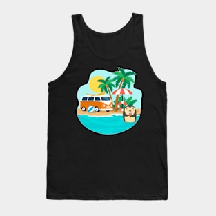 Penguin in Summer on The Beach with Ice Cream Tank Top